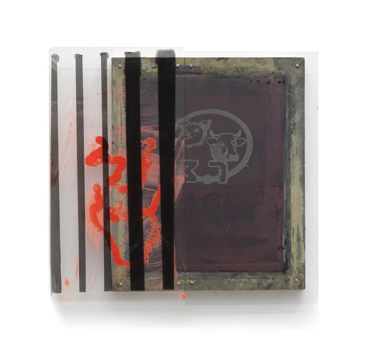  Butcher, mixed media on polycarbonate with aluminum, 26” x 28” 