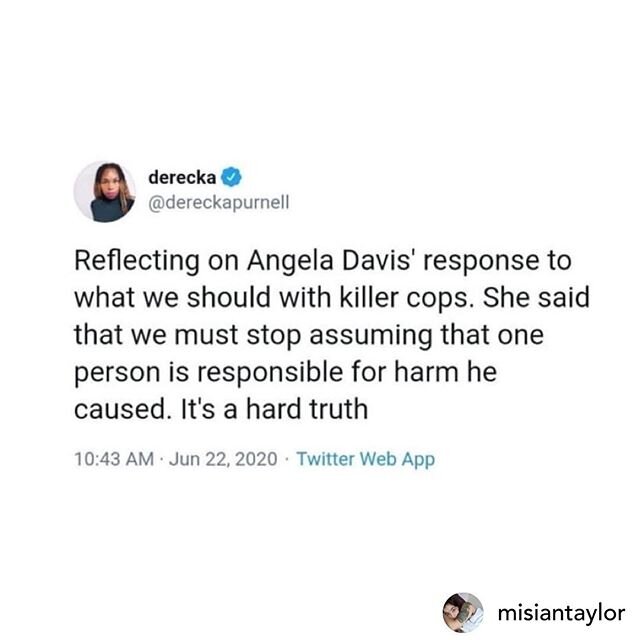 Posted @withregram &bull; @misiantaylor I don't have aaaaaaaaaaanny answers. I'm listening and learning and finally reading Angela Davis. The chaos and discomfort that comes up when we don't know, when we aren't in control, is ours to deal with. Not 