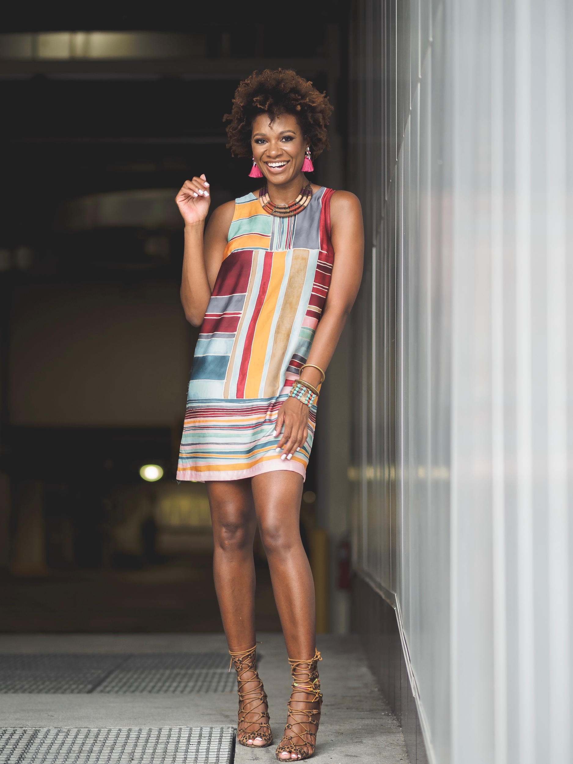 Dress: The Loft (thrifted) Earrings: Forever21 Necklace: Thrifted Shoes: Smash Shoes Anklet: @shesinthemood