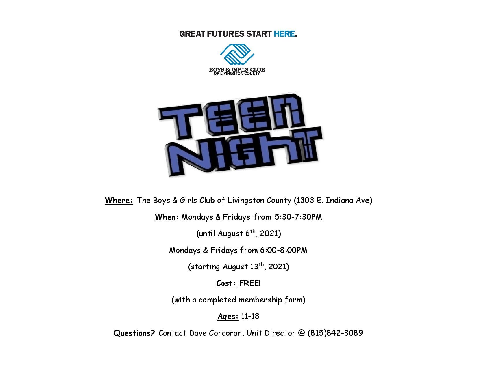 Our Free Teen Nights