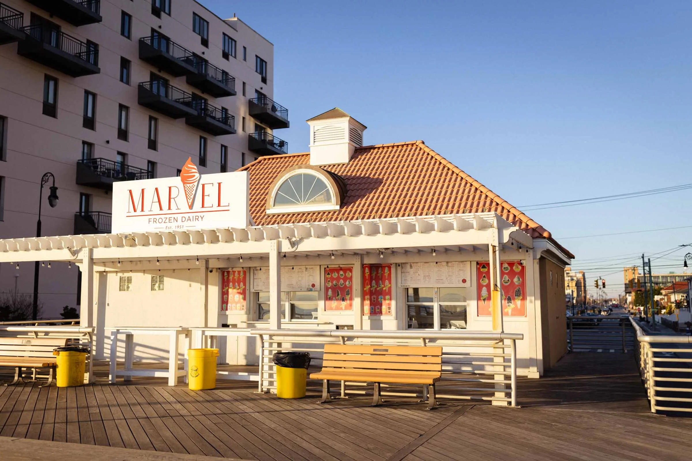  Ice cream shop at boardwalk on Long Beach, NY. 