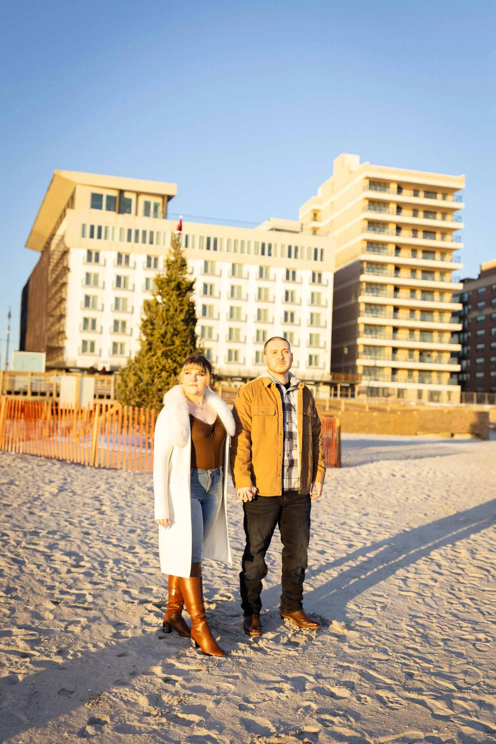  Couple posing in front of Allegria Hotel, Long Beach, NY 