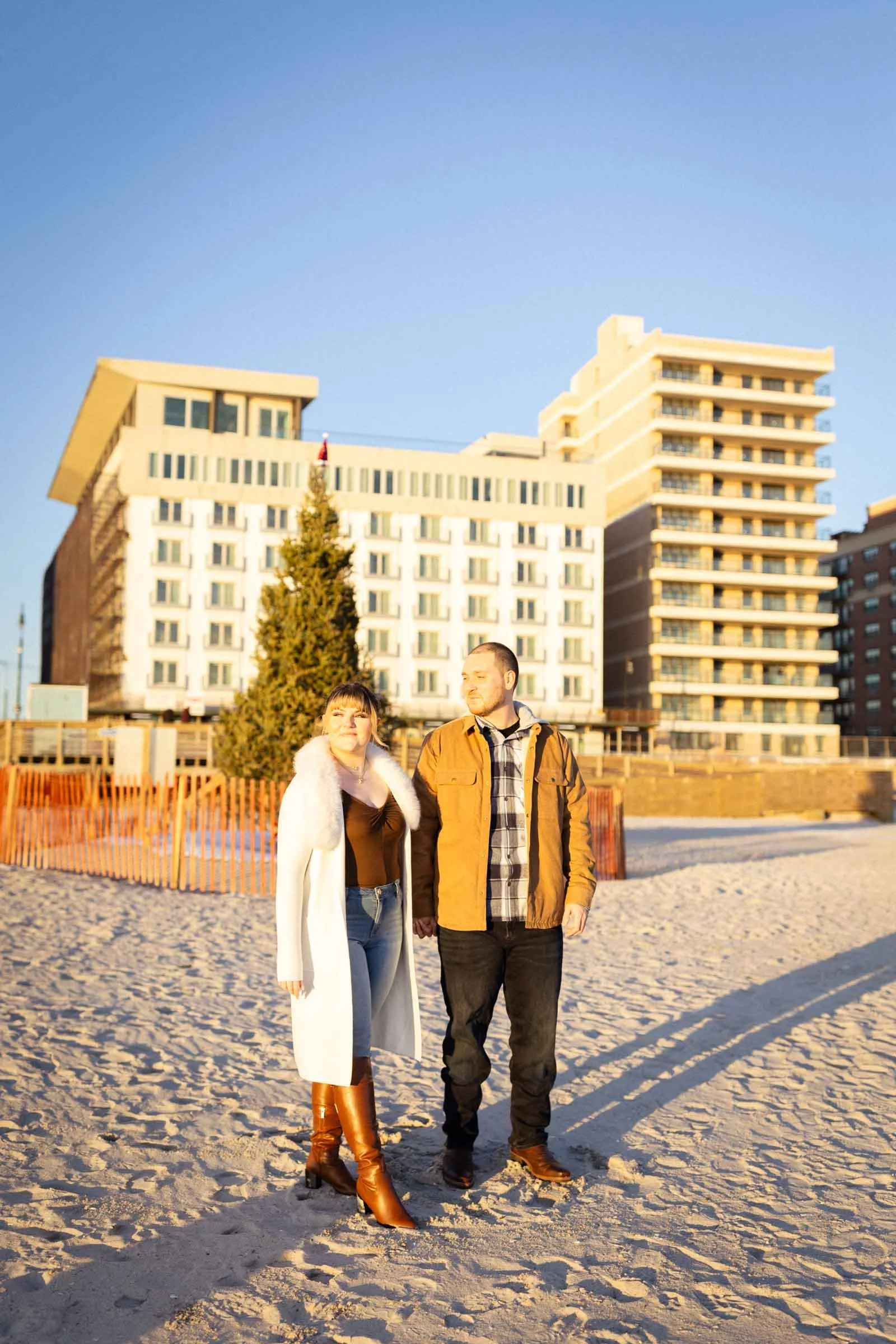  Couple posing in front of Allegria Hotel, Long Beach, NY. 