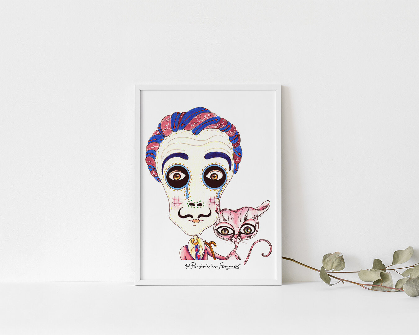 Print Dalí y su gato