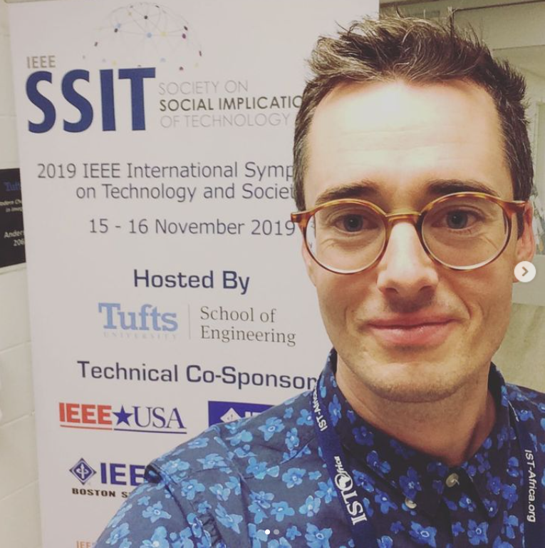  Photo op at the IEEE Society on Social Implications of Technology at Tufts University in Massachusetts, USA.  I presented research about using value sensitive design to build a healthcare drone 