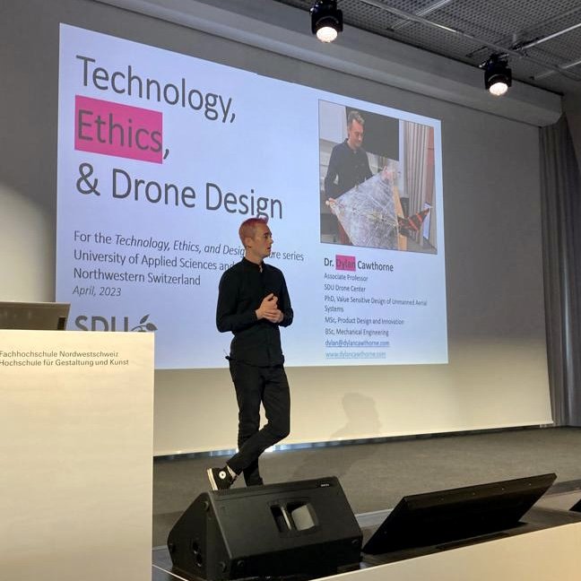 Giving a talk about technology ethics as part of the Technology, Ethics, and Design lecture series at FHNW (University of Applied Arts and Sciences) in Northwestern Switzerland .