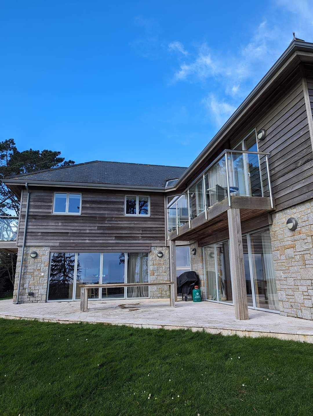 Seamless aluminium guttering supplied and installed by South West Guttering Services.