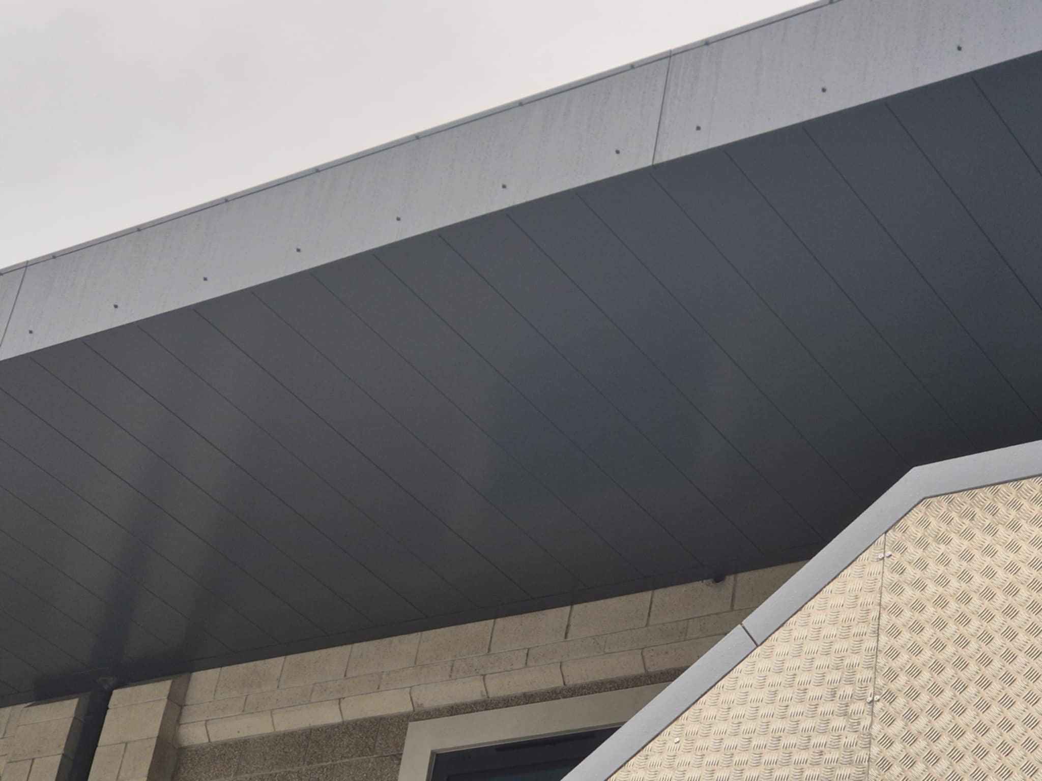 Modern Cornwall property with seamless aluminium guttering supplied and installed by South West Guttering Services.