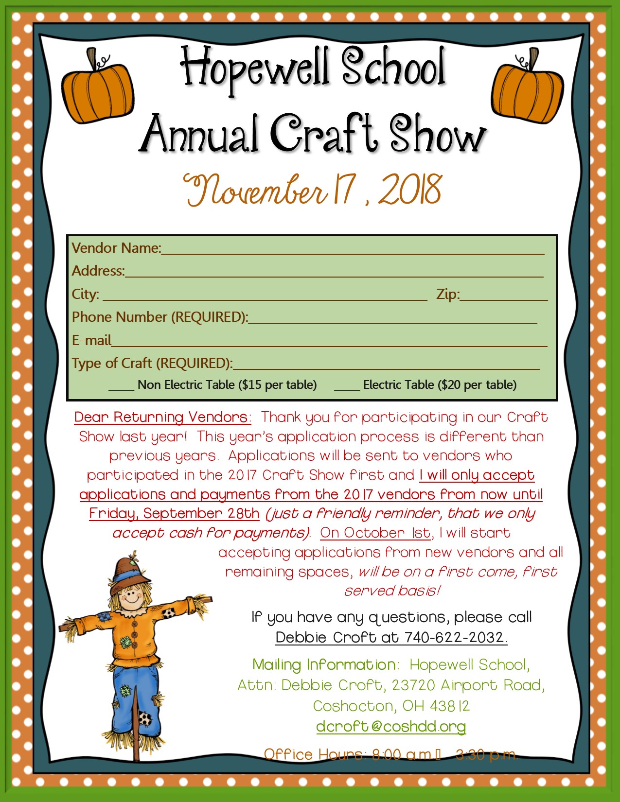 RETURNING VENDOR APPLICATION