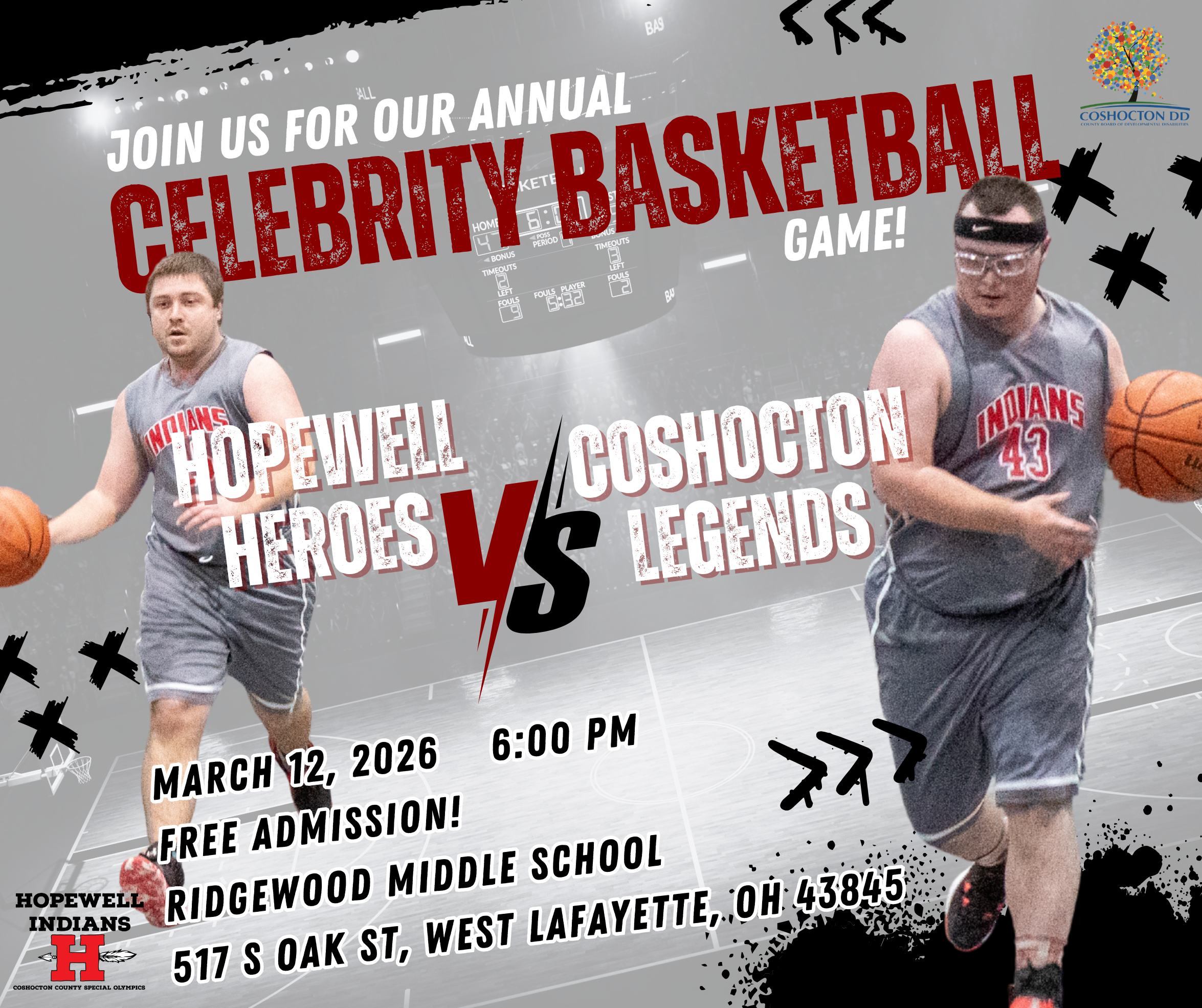 grey celebrity basketball game flyer - all info in event body