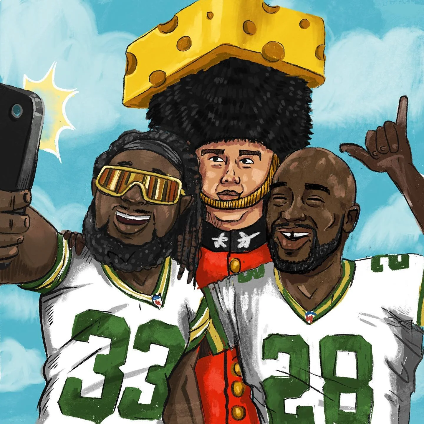 AJ and Aaron are adding a little thunder and lightning to the tea party across the pond. We always thought the King's Guard could use a little green and gold! 🧀🧀🧀

#packers #gopackgo #cheesehead #greenbaypackers #packersnation #packersfootball #gr