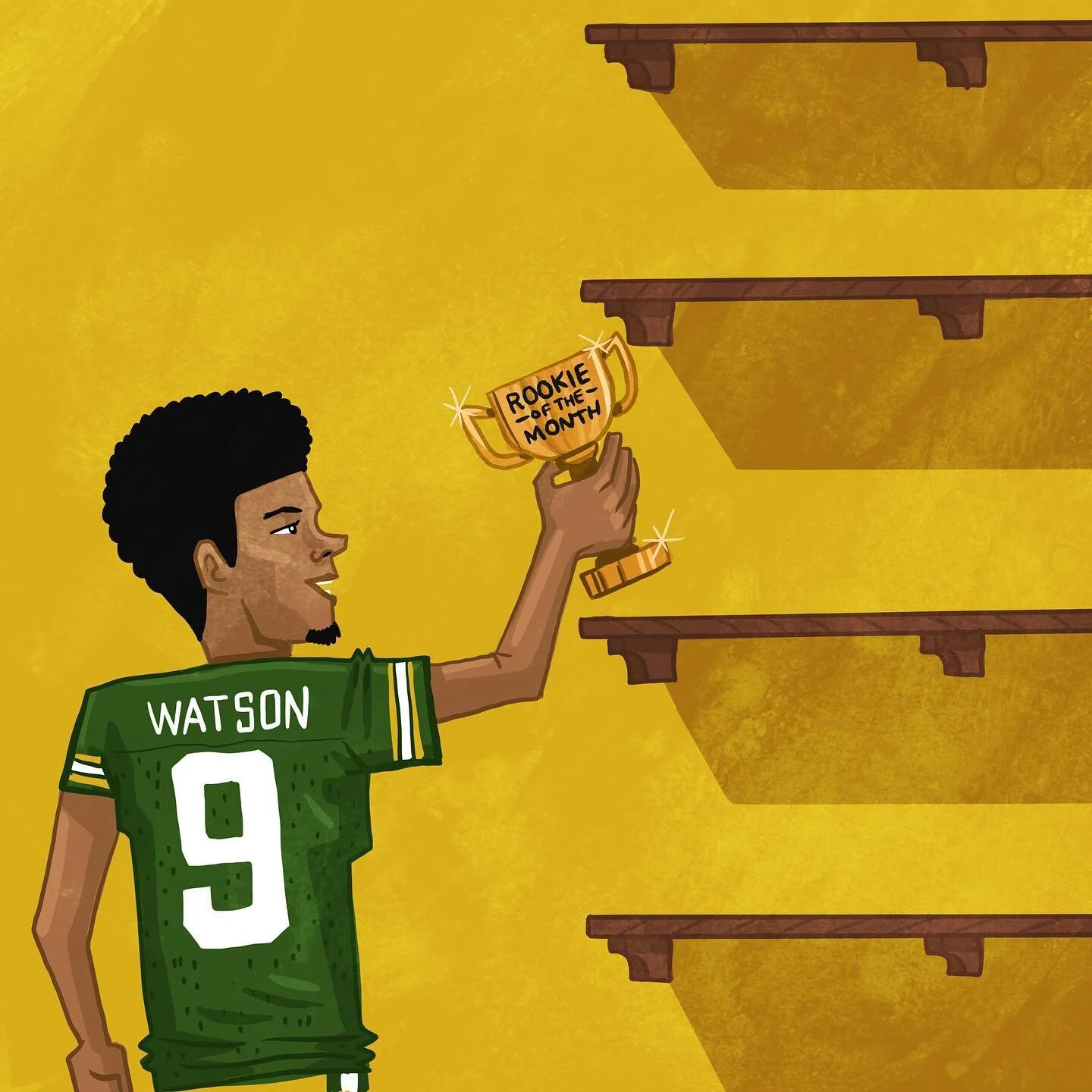 Like any good cheese, Mr. Watson is only going to get better with age. Good thing he&rsquo;s got lots more room in that trophy case after winning rookie of the month!

#packers #greenbaypackers #packersnation #packersfan #gopackgo #nfl #football #roo