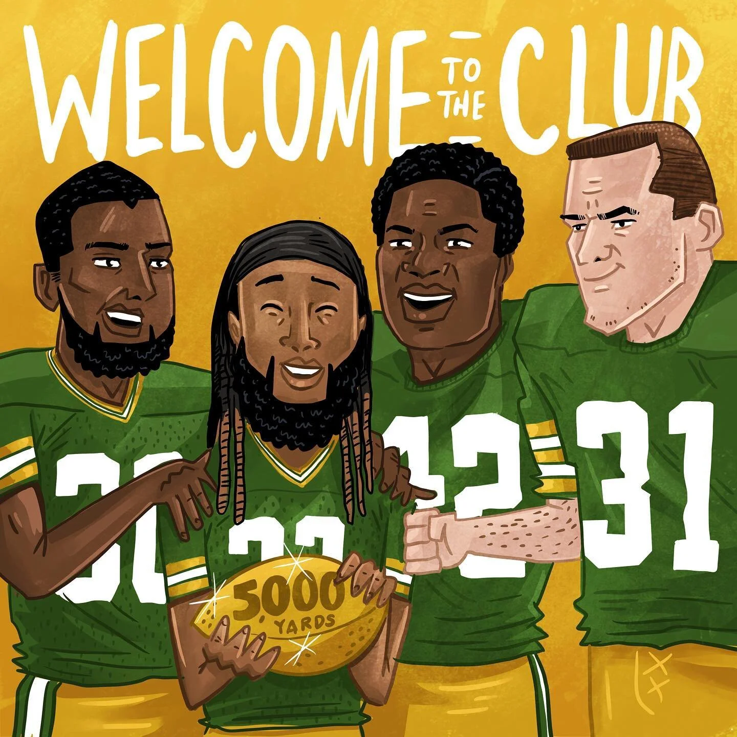 Welcome to the 5,000 yard club, Mr. Jones. It's no surprise that you got here, and we couldn't be happier to see such a great Packer and person have so much success. And bonus points to you for doing it against the Bears!

#gopackgo #packers #greenba
