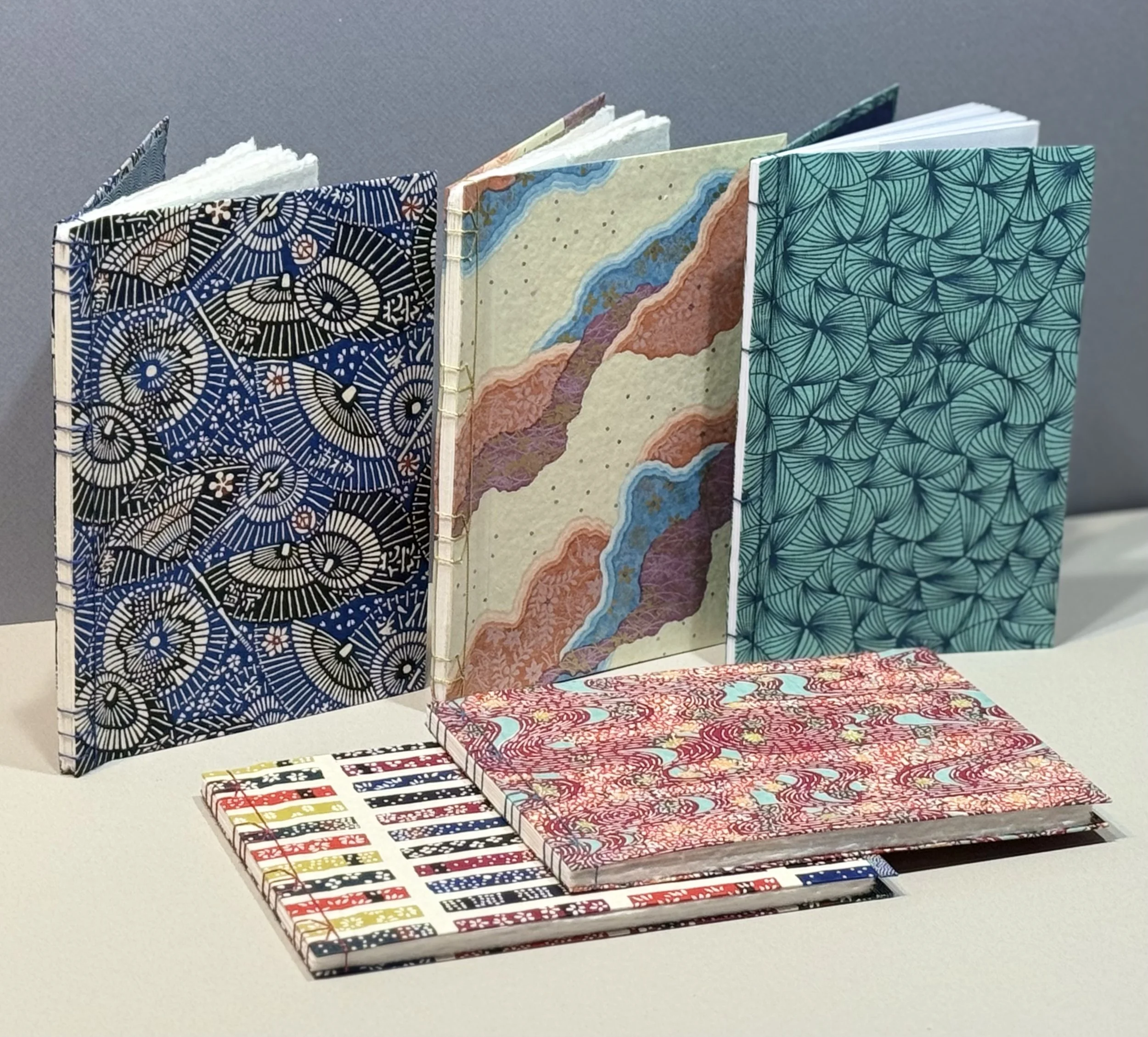 Chiyogami blank journals, traditional stab bindings
