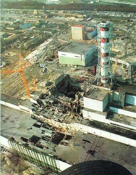 The actual Chernobyl plant after the explosion.