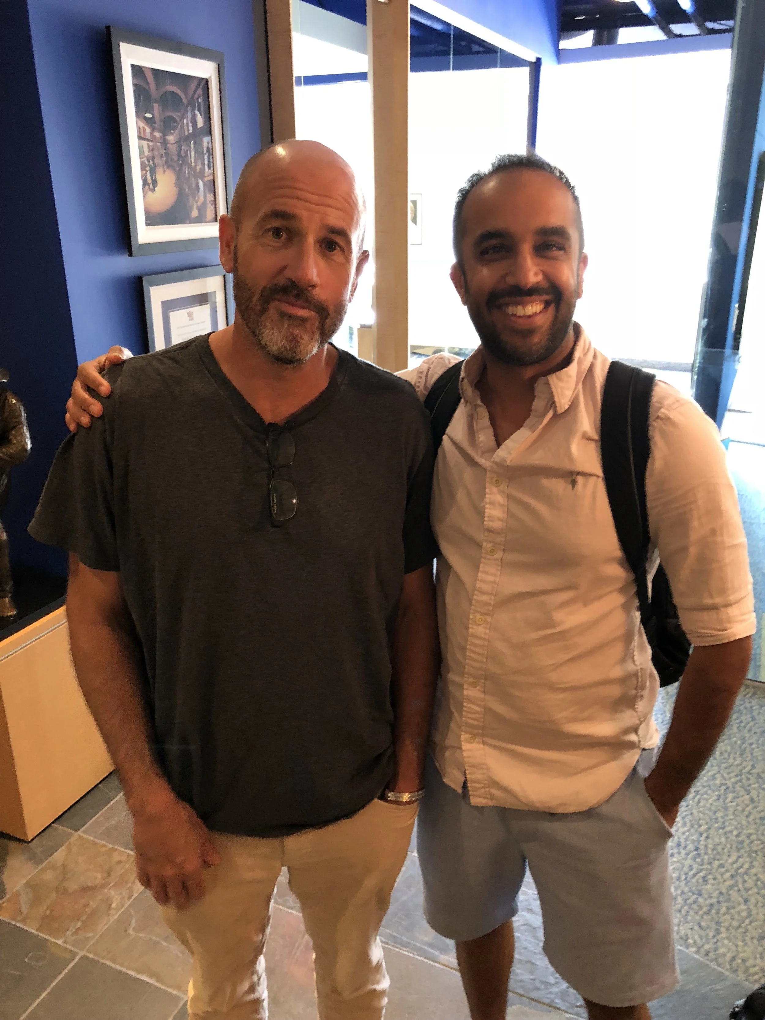 Hanging at his publisher.