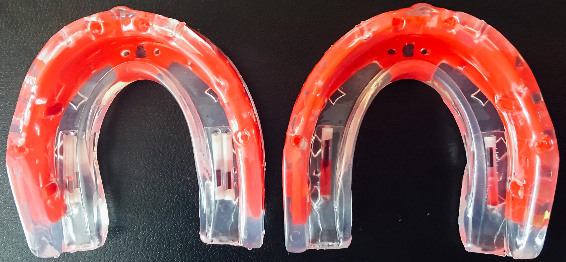 Figure 1b: Mouthguards with sensors. (75g model shown here)