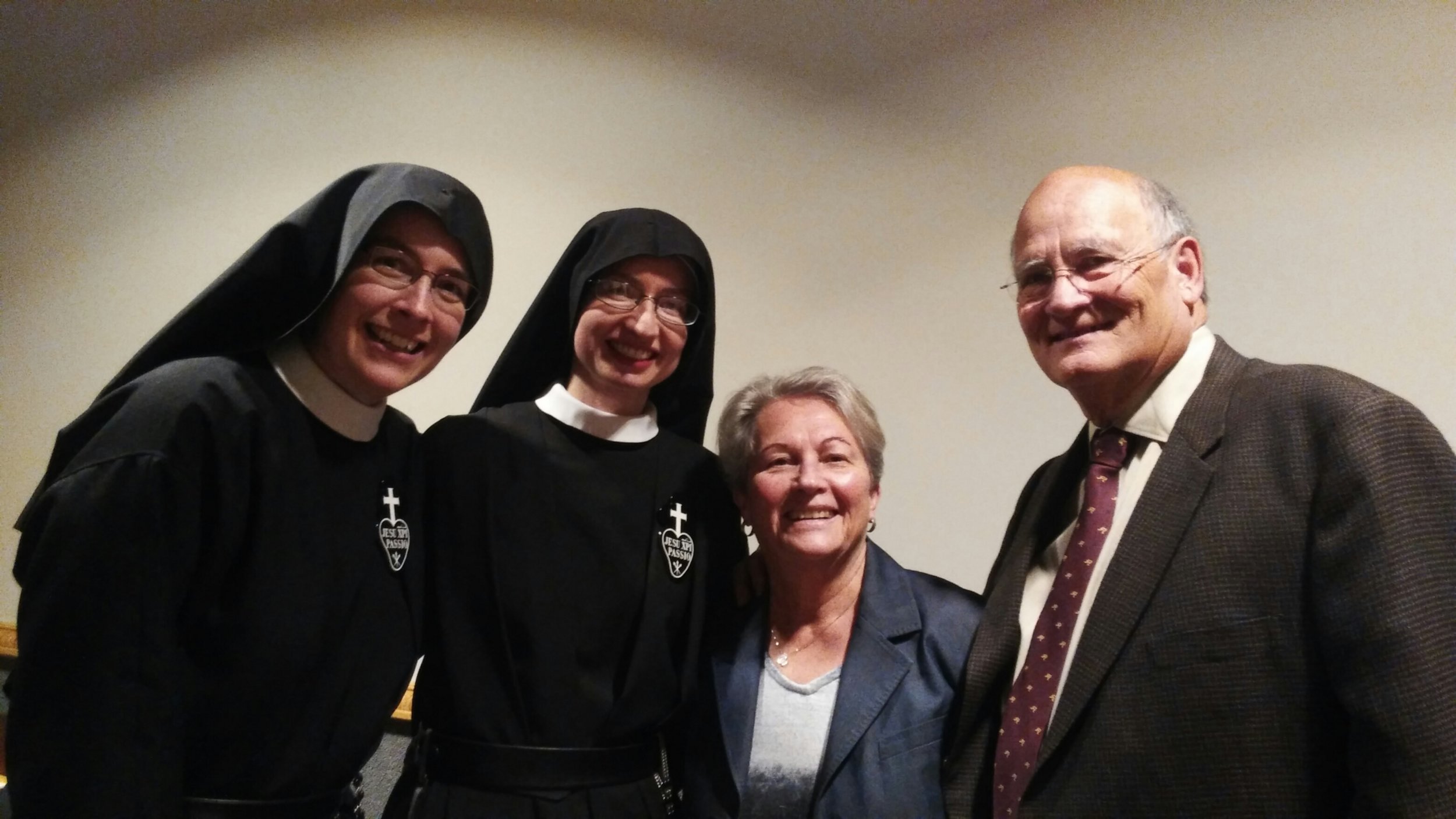  Mother John Mary and Sr. Cecilia Maria with Sandra &amp; Ron Bickers, friends of the community who trekked out from Texas for Sister’s profession! 