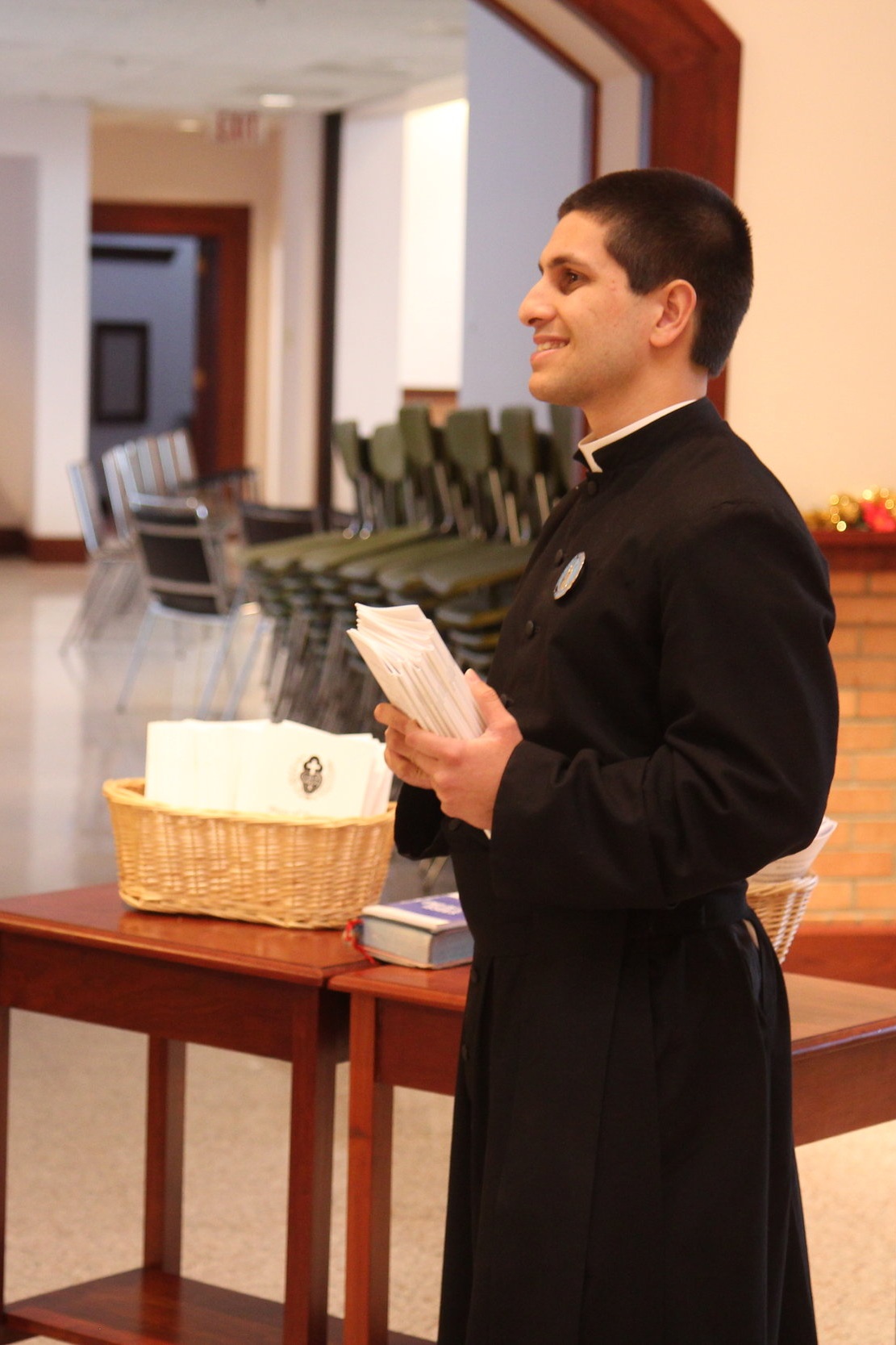  Br. Justin Pybus, CPM assisted with seating guests in Chapel for the Mass. 