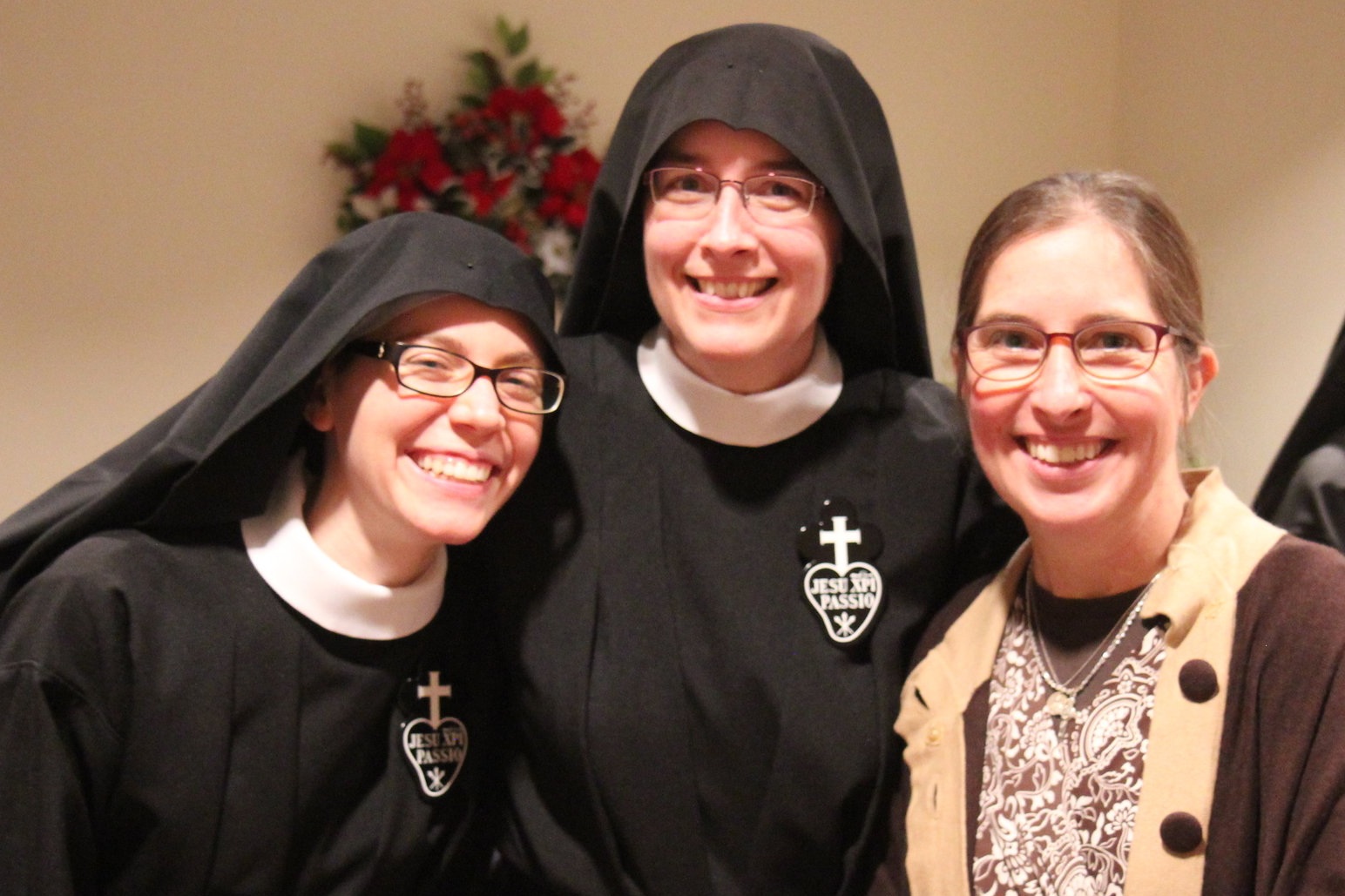  Sr. Maria Faustina, Mother John Mary, and Bridget Adams in the parlor - Bridget is a friend of Sr. Cecilia Maria from her days at Assumption parish in Bellingham, WA 