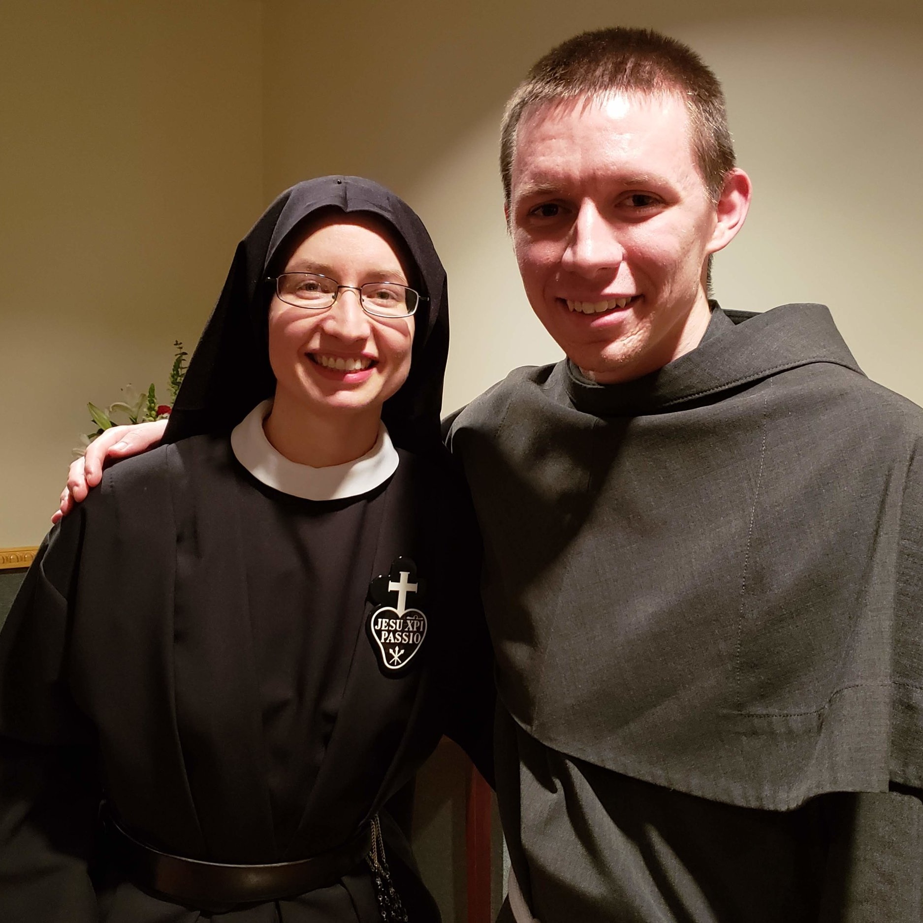  Sr. Cecilia Maria with Friar Emmanuel (brother of our Sr. Frances Marie and MC at the Profession Mass) 