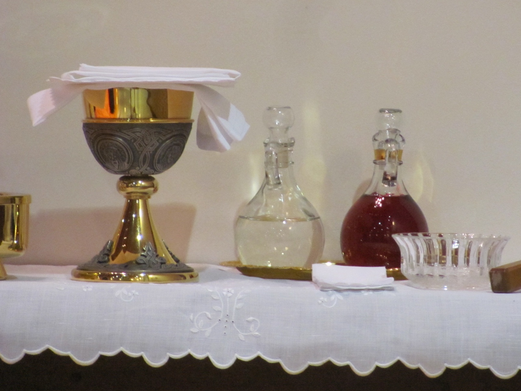  The bread and wine are ready for Christ to renew His sacrifice on our altar. 