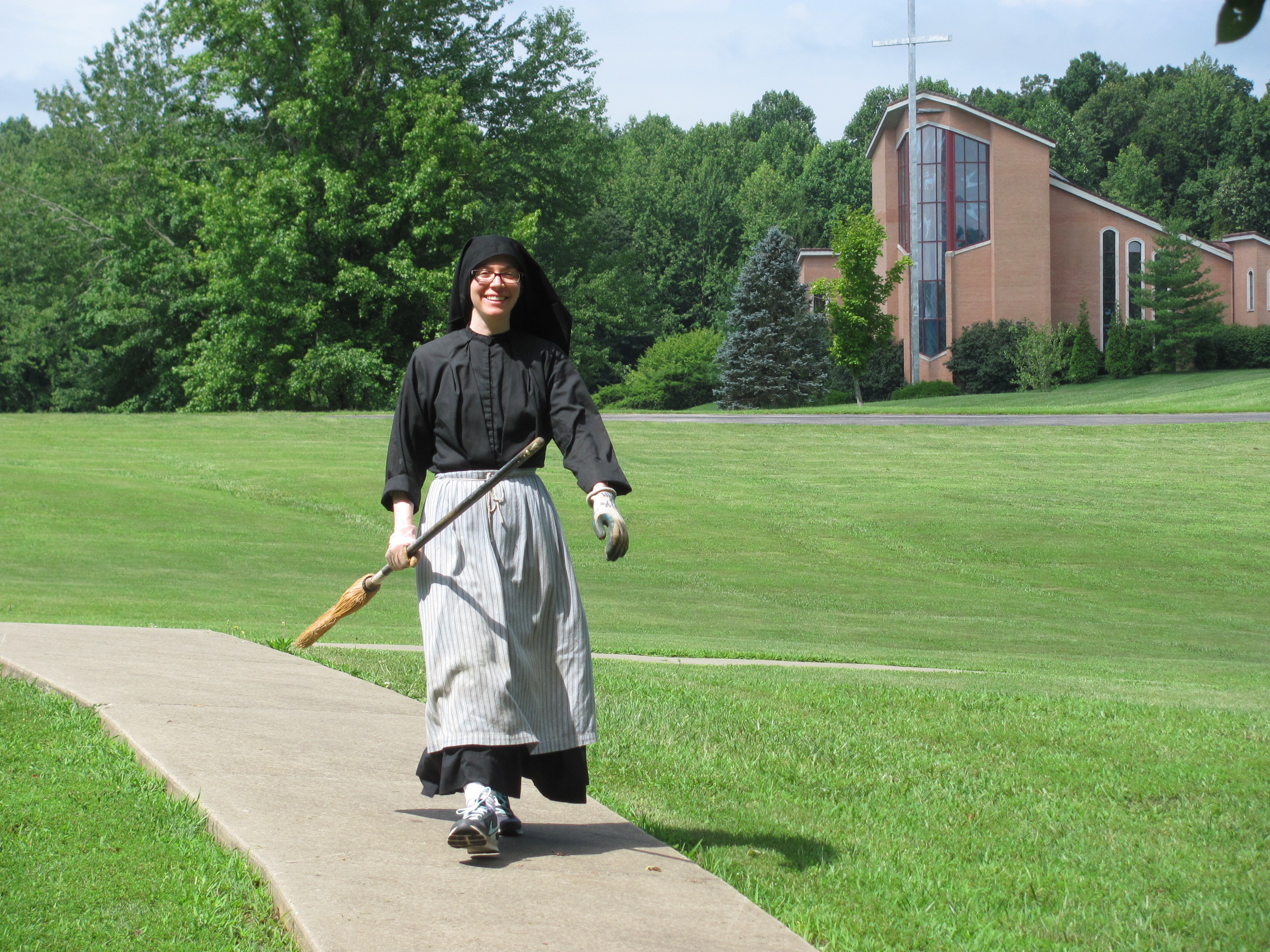  Sr. Maria Faustina is ready for the Weeding Posse Clean-up Crew. 