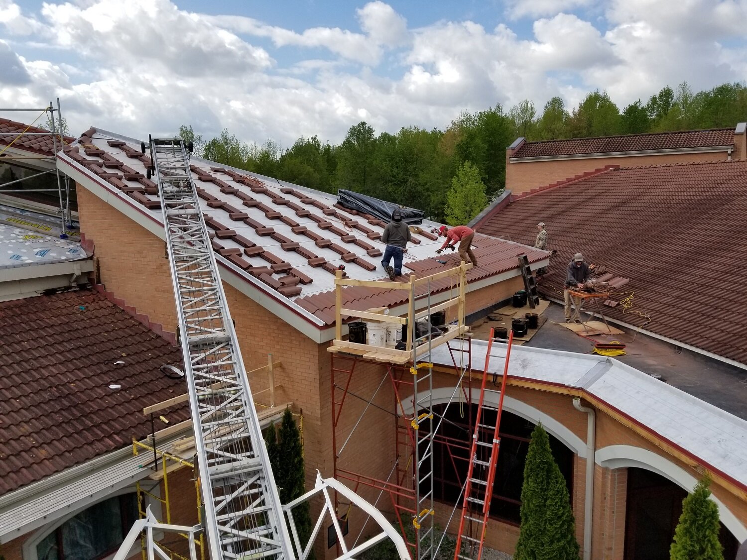  April 22 - work on the chapel roof is progressing 