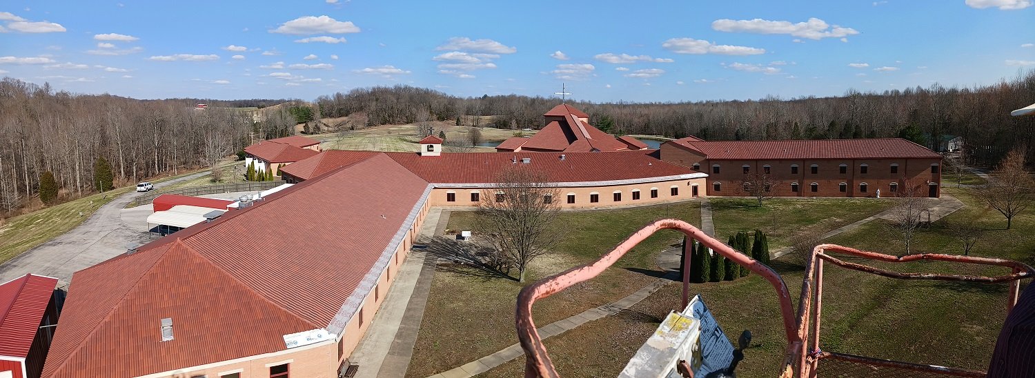 March 10 - A panorama view of the entire completed roof, seen from the cloister side