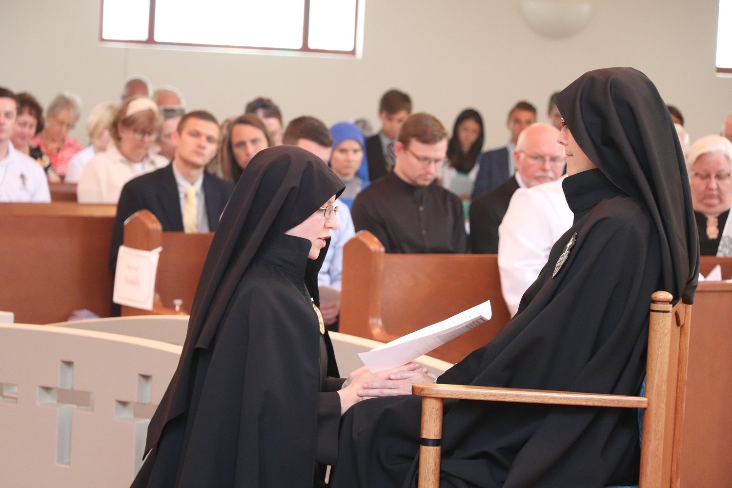  The Profession of Perpetual Vows in the hands of Mother John Mary. “To the honor of God, I, Sister Frances Marie of the Eucharistic Heart of Jesus …” 