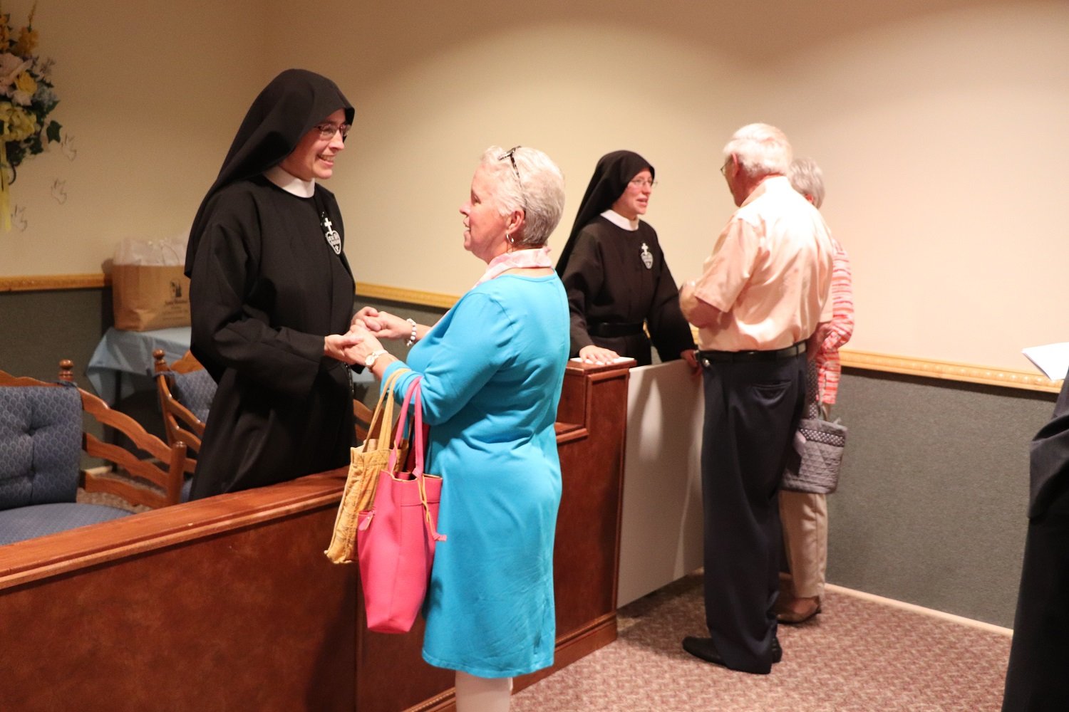  Mother John Mary and Sr. Frances Marie greeting guests in the parlor 