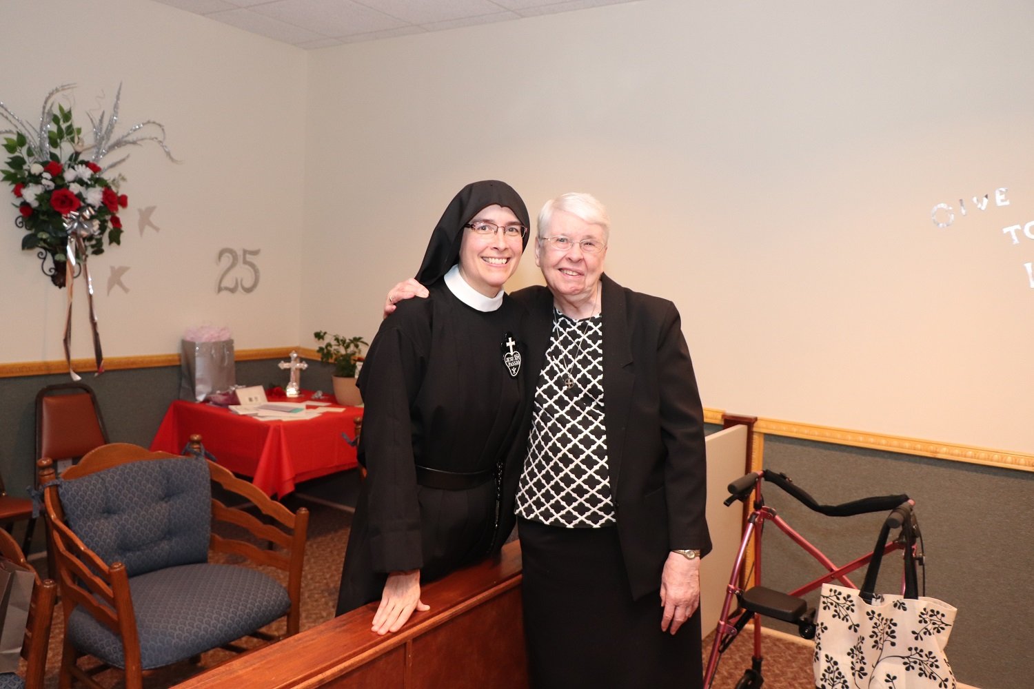  A very special guest: Sr. Leona Schlacter, OSB, was Mother’s first grade teacher and prepared her for First Holy Communion! 