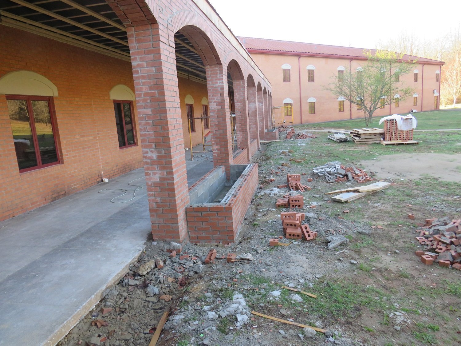  In this picture, you can see some of the smaller flower planters along the outside of the walkway 