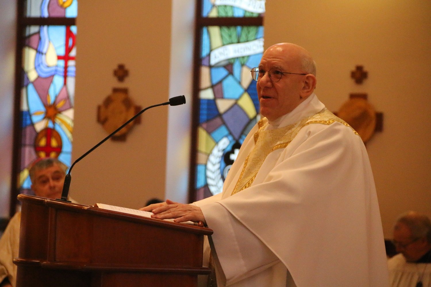  Fr. Lou Caporiccio, CPM, our monastery chaplain, gave a beautiful homily about the universal call to holiness and the special vocation of religious.   (Photo: Elizabeth Wong Barnstead, Western KY Catholic)  