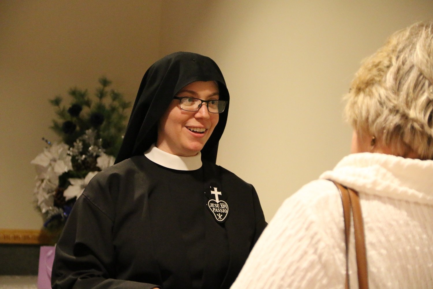  Sr. Maria Faustina greeting guests in the parlor   (Photo: Elizabeth Wong Barnstead, Western KY Catholic)  