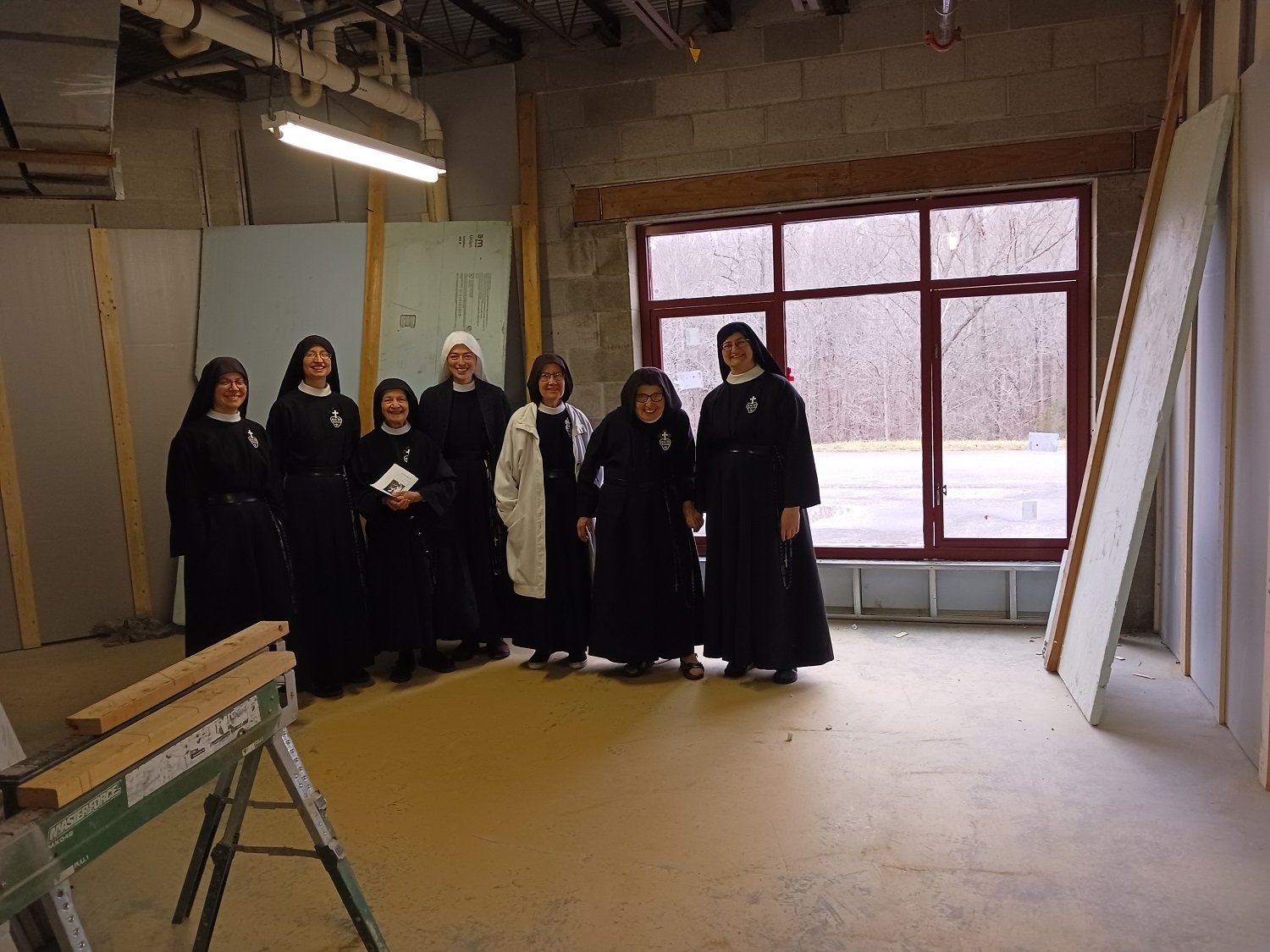  A group of Sisters “trying out” the Our Lady of Holy Hope room as renovation progresses 