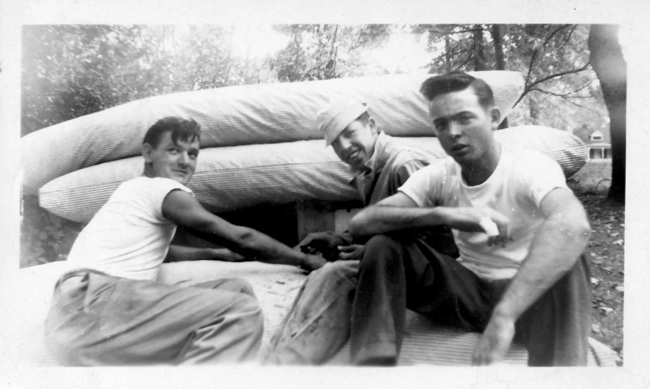 Some generous young volunteers stuffing straw mattresses for the Sisters on our foundation day (October 7, 1946)