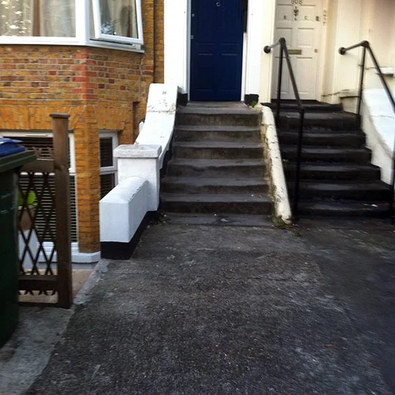 Dilapidated three storey building converted into three flats required complete upgrade/refurbishment of the communal. Two of the flats in the building were also gutted reconfigured refurbished and updated. (2013)