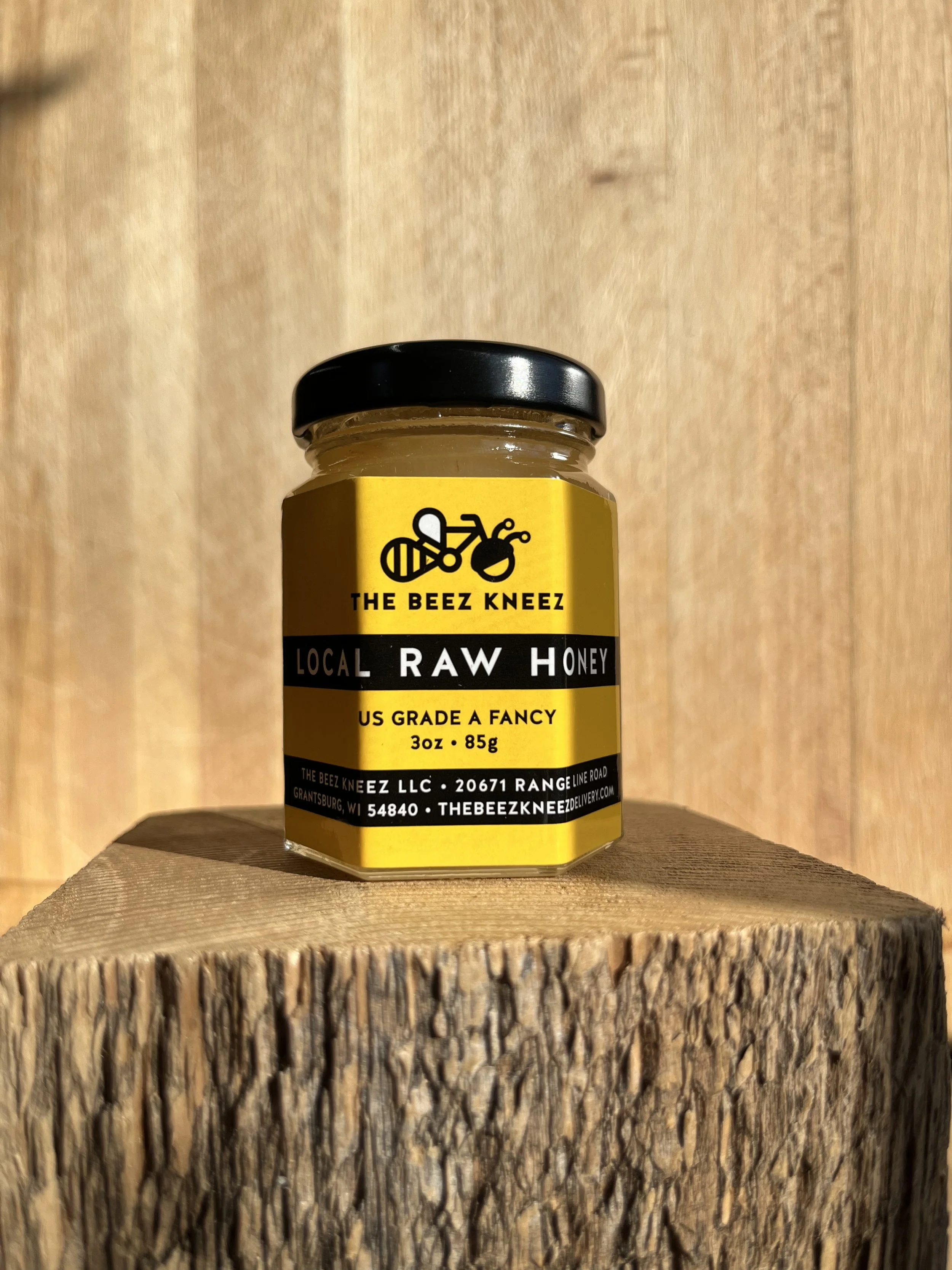 4 pack of 3oz Raw Honey - Tiny Jar - Love Honey Wildflower