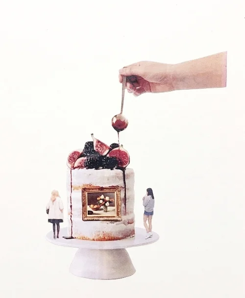  “Still Life with Caramel Sauce”  2017  collage on paper  SOLD 