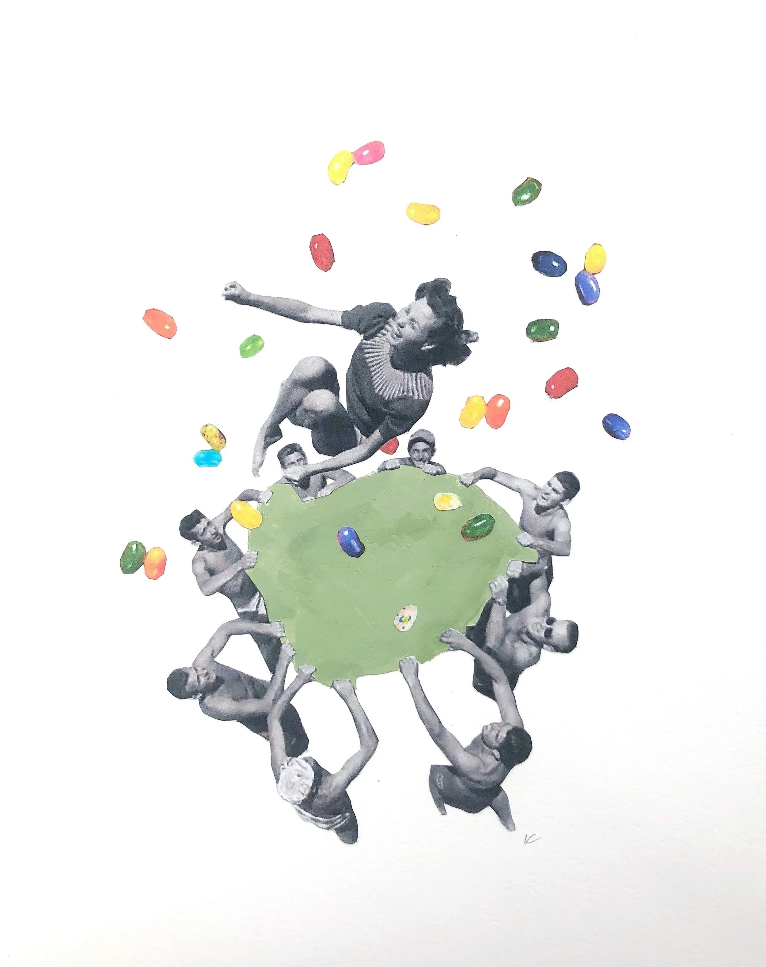  “Jelly Belly Jeanette and her Beach gang”  2018  Candy Wrangler series  mixed media on paper  SOLD 