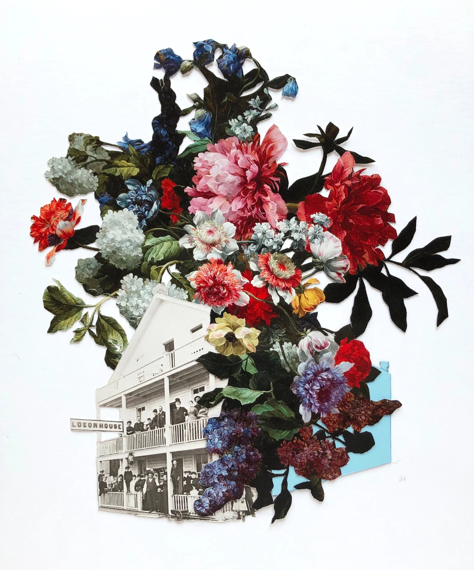  I live among the flowers - Lozon House  paper collage  2020  SOLD 