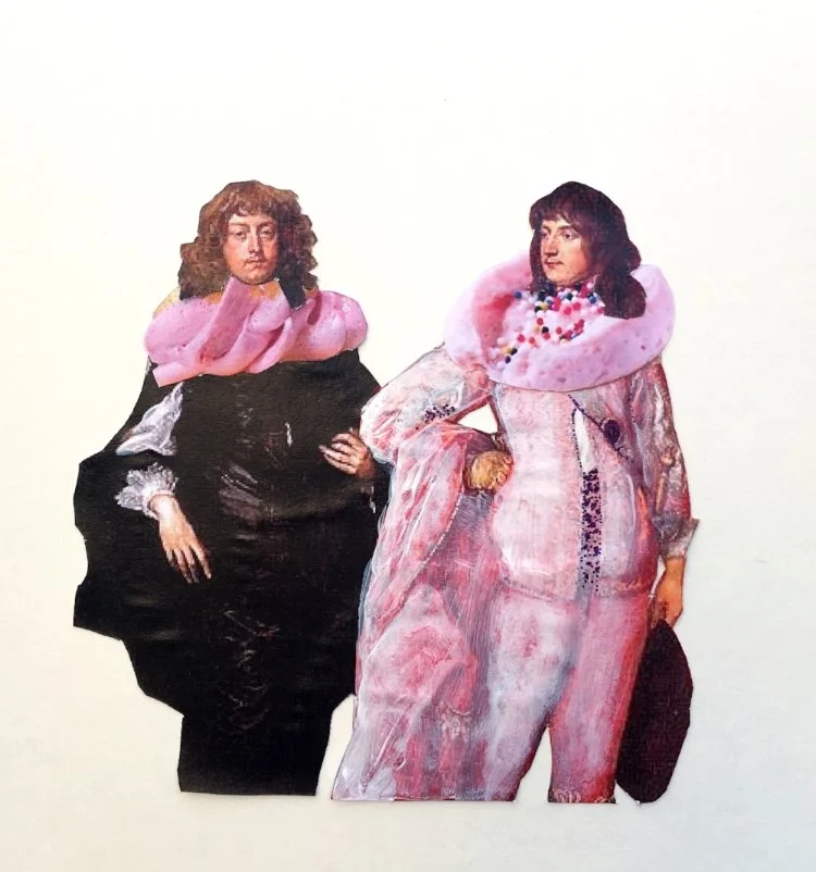  Charles and Percy had two different approaches to fashion  mixed media collage  7”x8”  2017  SOLD 