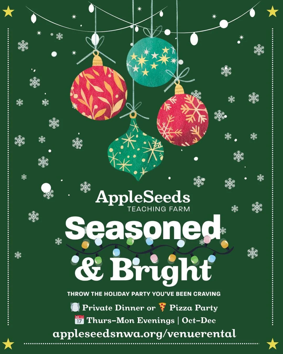 🎄✨ Throw the holiday party you’ve been craving - without the stress! Whether it’s an office bash, a family feast, or a festive night with friends, Apple Seeds is the place to gather.
🍽️ Festive Dinner Package: $1,800 for up to 15 guest