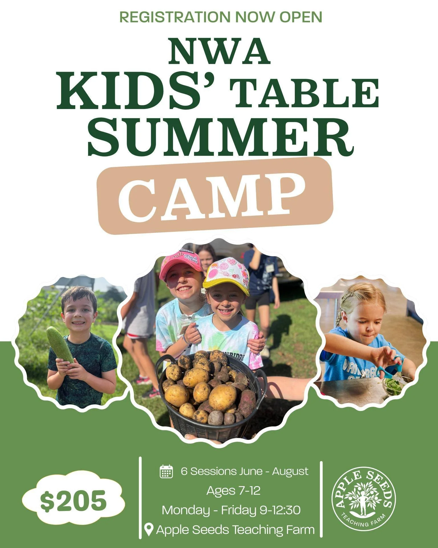 🌱🍓 Apple Seeds Summer Camp is back! 🍳🌽

Give your child a week of hands-on fun where fresh food, cooking, and learning come together. Campers will explore our farm, harvest ingredients straight from the soil, and turn them into delicious meals in