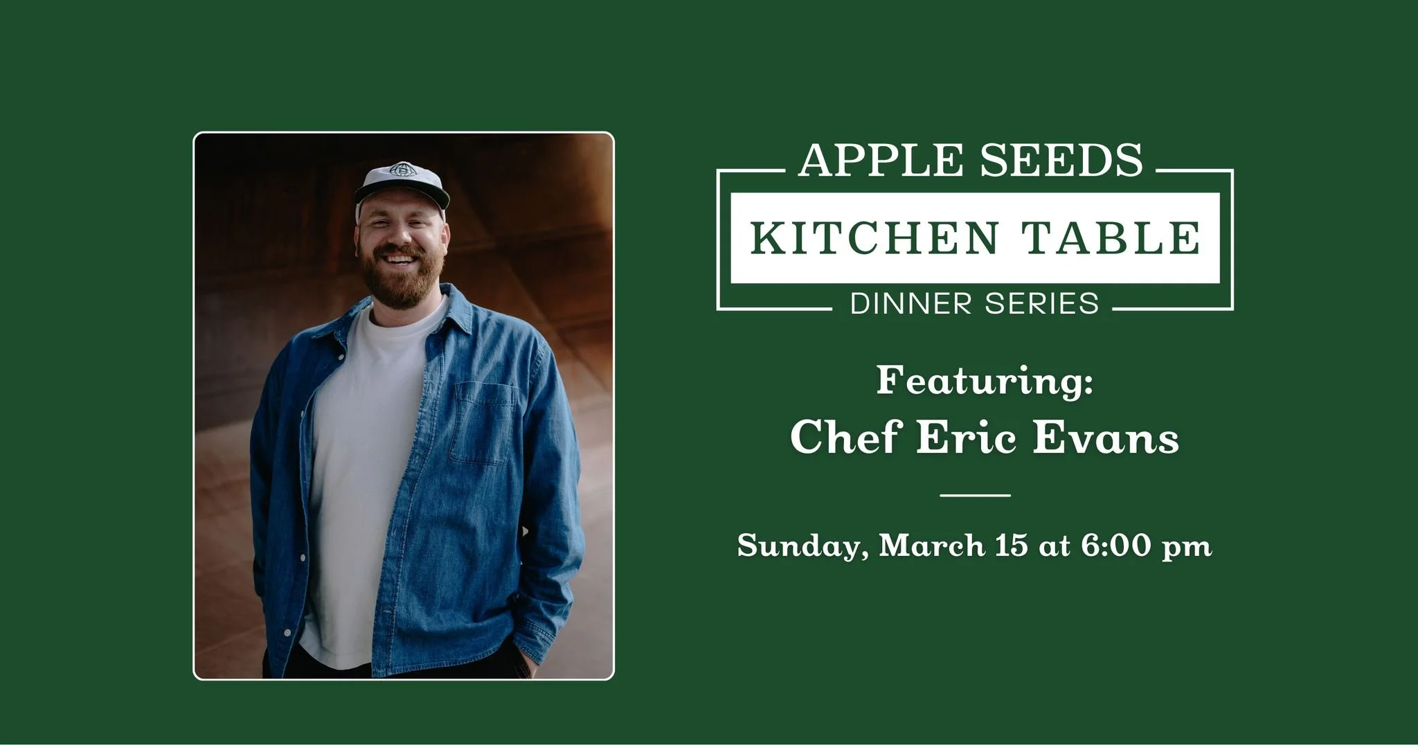There are still a few tickets left for the Apple Seeds March Kitchen Table Dinner showcasing the culinary talents of Chef Eric Evans, Executive Sous Chef at @stonebreakerhotel.

Chef Eric&rsquo;s is excited to showcase his creative approach to dining