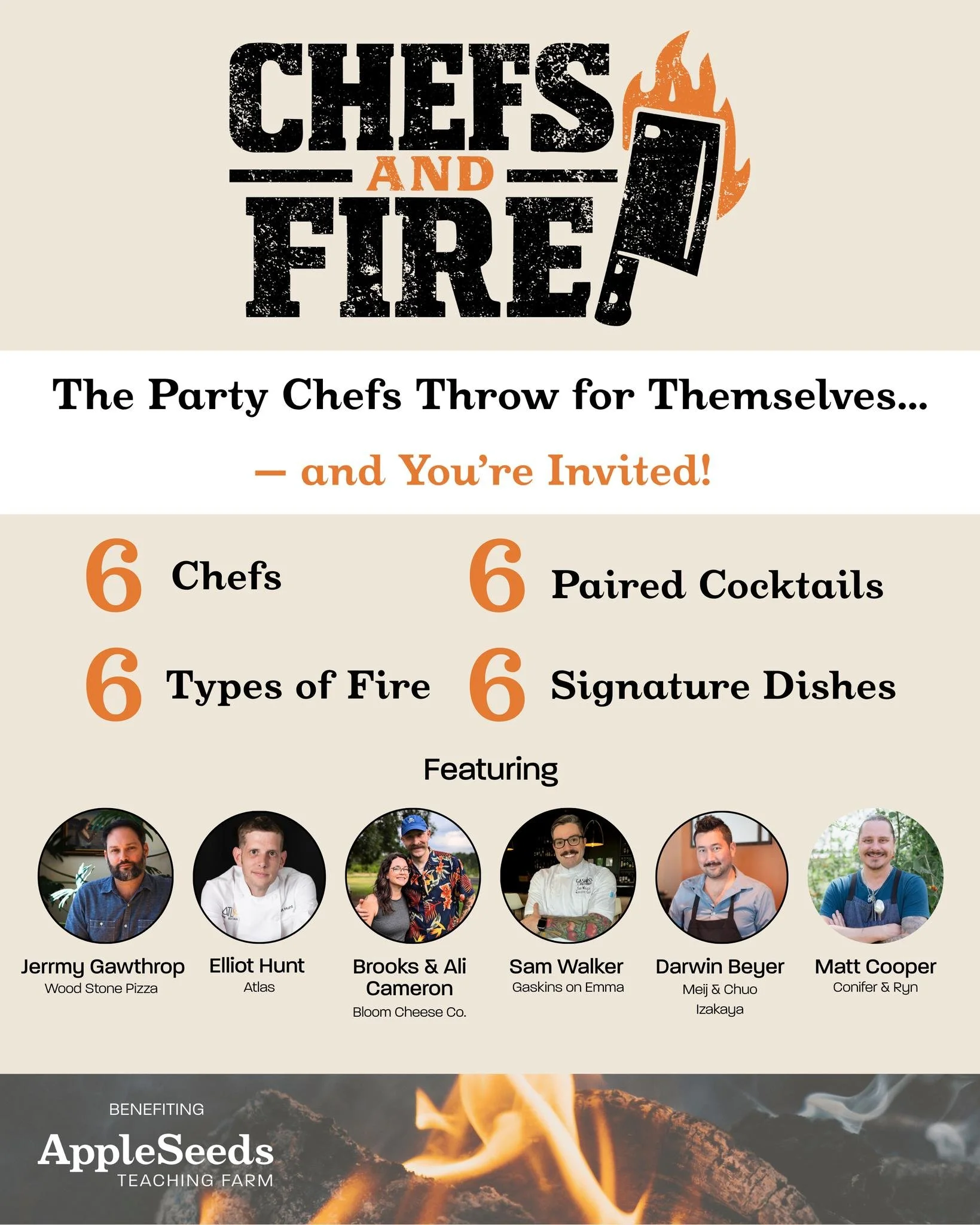 Chefs &amp; Fire tickets are LIVE. 🔥

Chefs &amp; Fire is the little sister to Apple Seeds&rsquo; Evening at the Farm, brought to life by the creative minds behind @woodstonecraftpizza @atlasfayetteville @coniferbentonville @rynbentonville @gaskins_