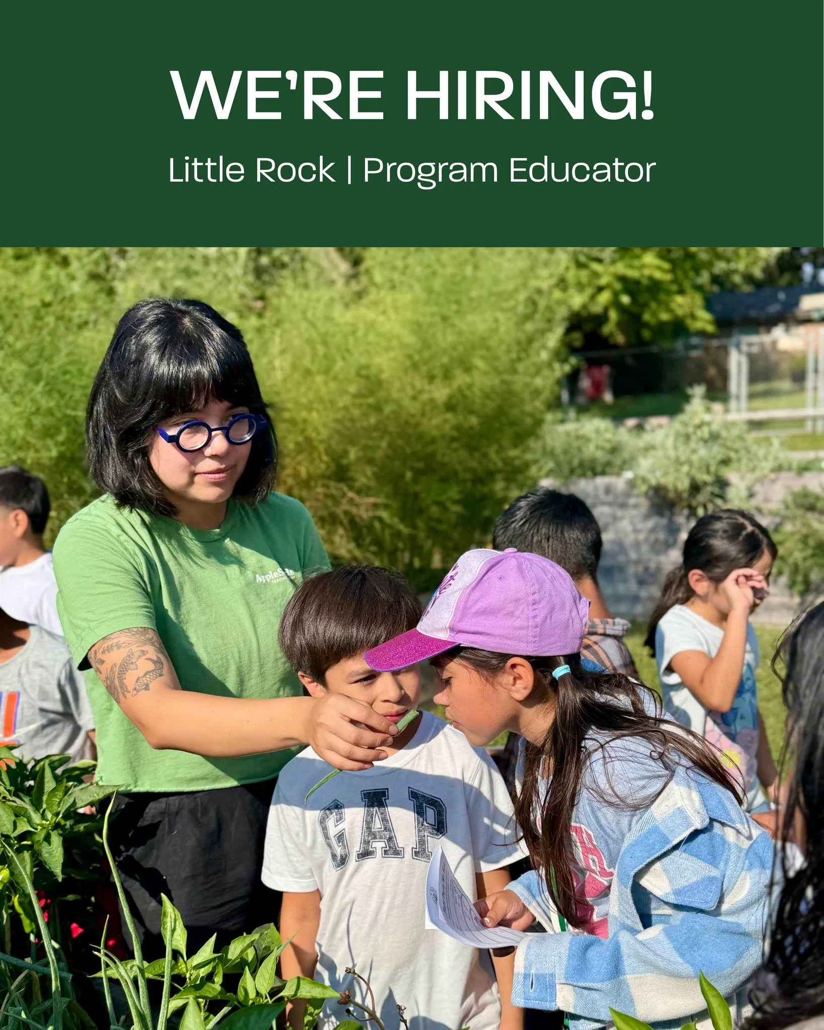 We&rsquo;re #Hiring for a Program Educator in Little Rock and a Program Assistant in NWA!

Do you love working with kids, cooking up delicious meals, and getting excited about fresh foods? 
🌱 Apple Seeds is looking for passionate, energetic individu