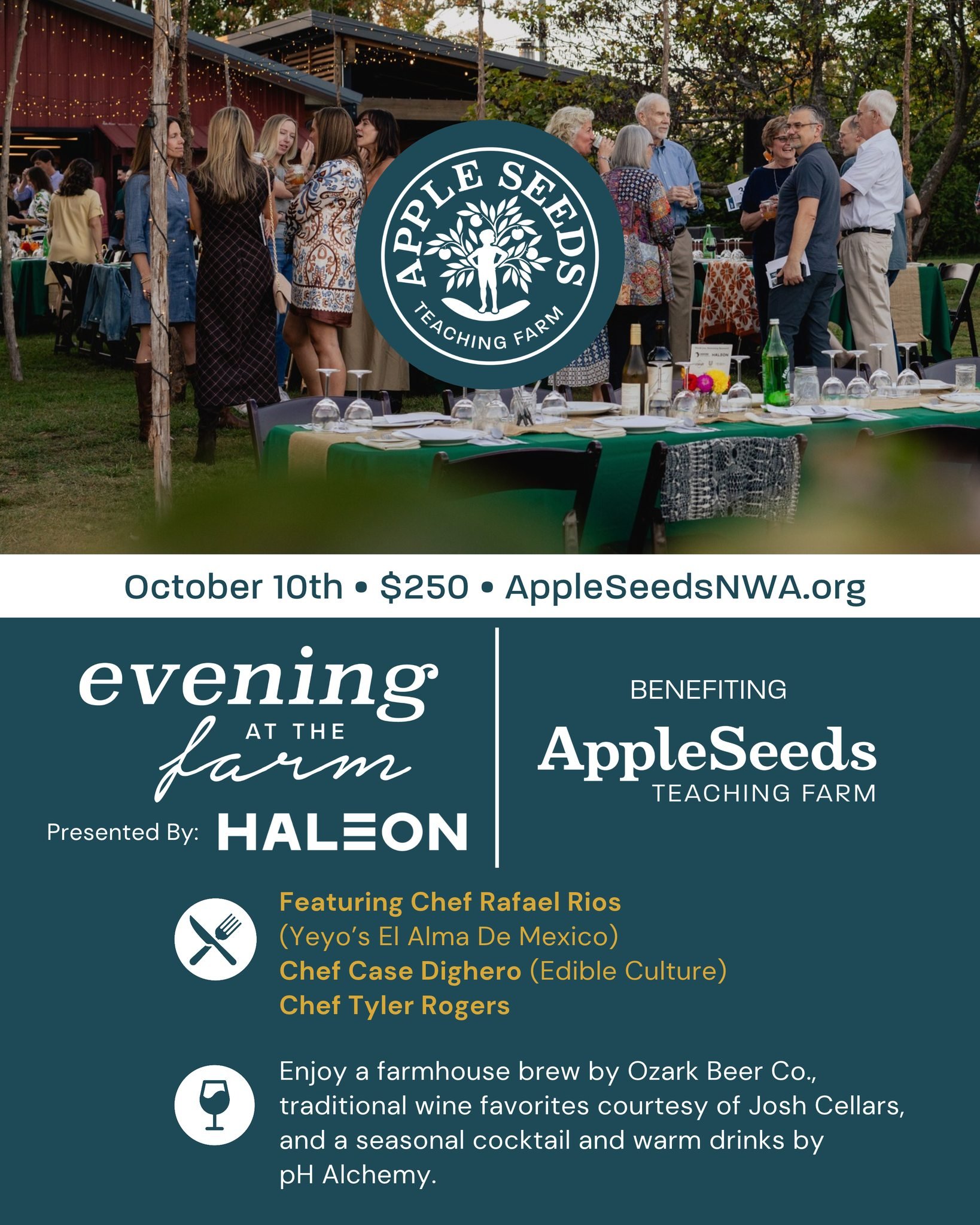 🚨 LAST CALL! 🚨 Evening at the Farm is THIS WEEK! 🌿🍽️

Join us for an unforgettable night at Apple Seeds featuring guest chefs @chefrafrios, @casedig, and @tylerscottrogers, serving up a one-of-a-kind menu inspired by the season&rsquo;s harvest.

