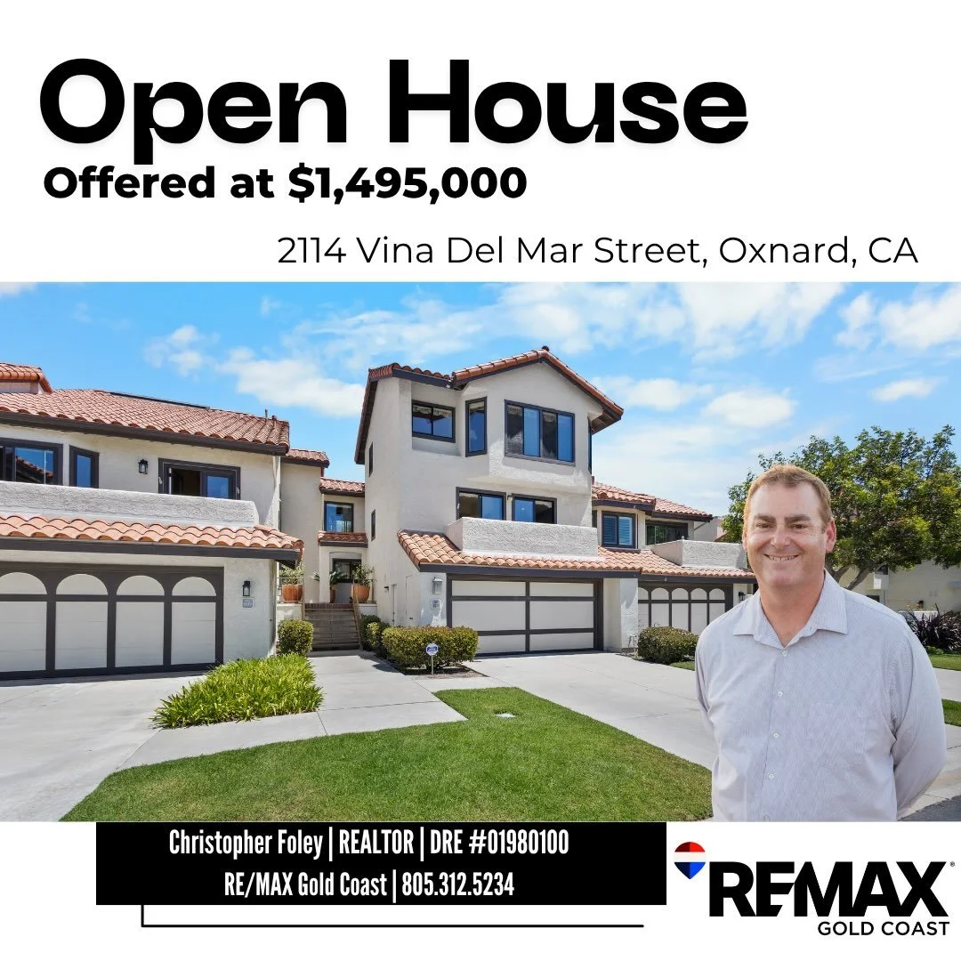 🏡 Open House today, Sunday July 19, from 1-4pm. Come say Hi and check out this incredible home located at The Colony at Mandalay Beach🏡

📍 - 2114 Vina Del Mar, Oxnard, CA
🛏️ - 3 Bedrooms
🛁 - 2.5 Bathrooms
📐 - 2,360sqft
💰 - $1,495,000

Welcome 